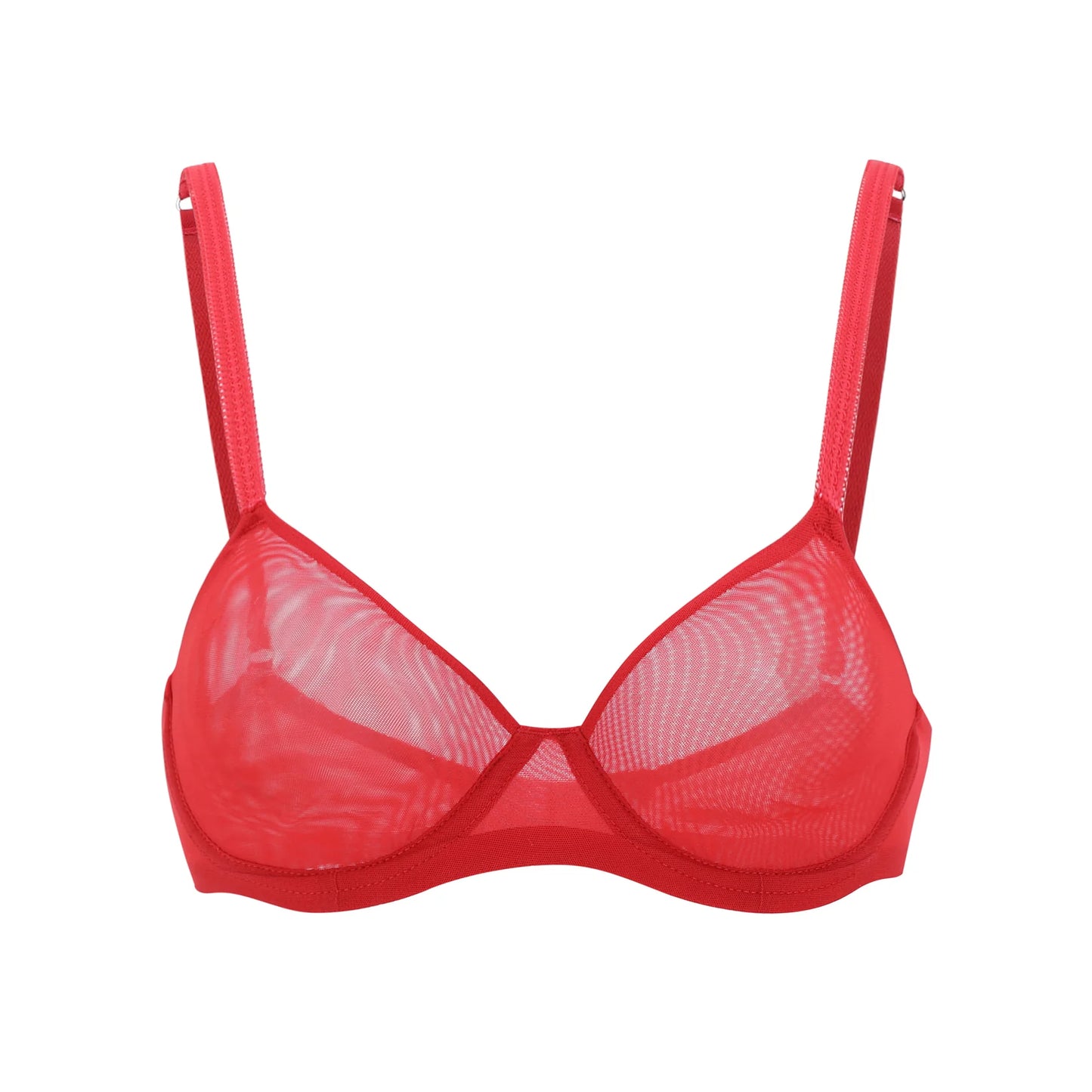 Julie Sheer Mesh Underwire Bra - Lobster Red - 34D & 38DD left