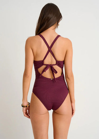Textured Draped Full Cup One-Piece
