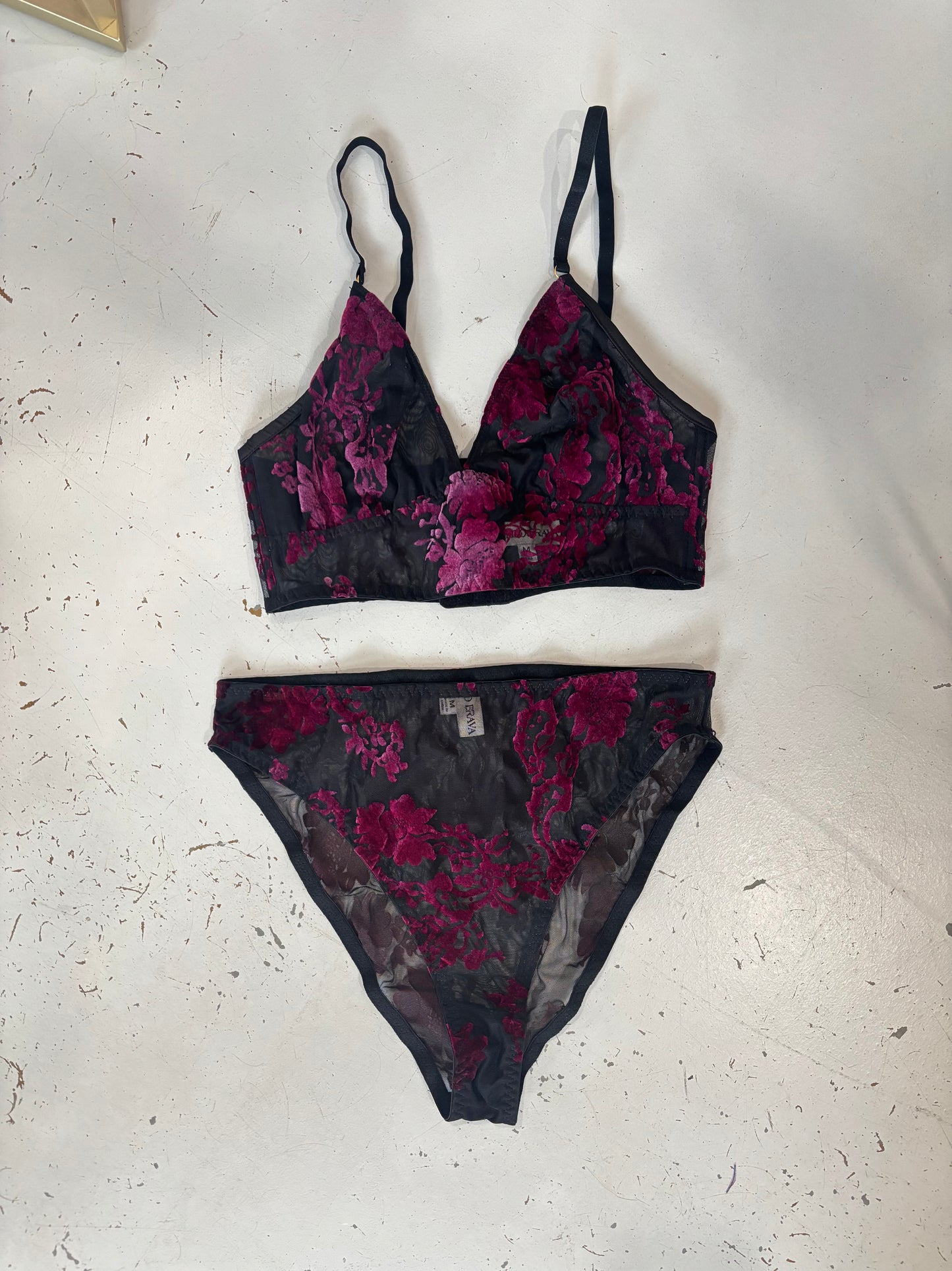 Boysenberry Burnout Bralette & Brief Set - 1 S left