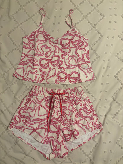 Dancing Bows Flannel Cami & Short Set